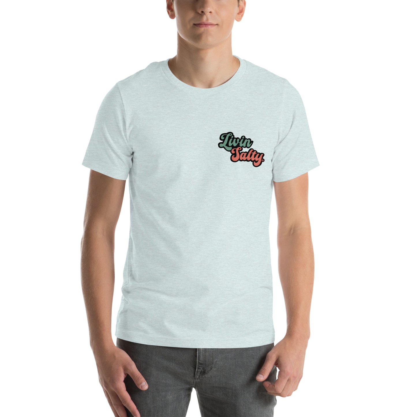 Unisex Livin Salty Jeep/Beach cotton t-shirt