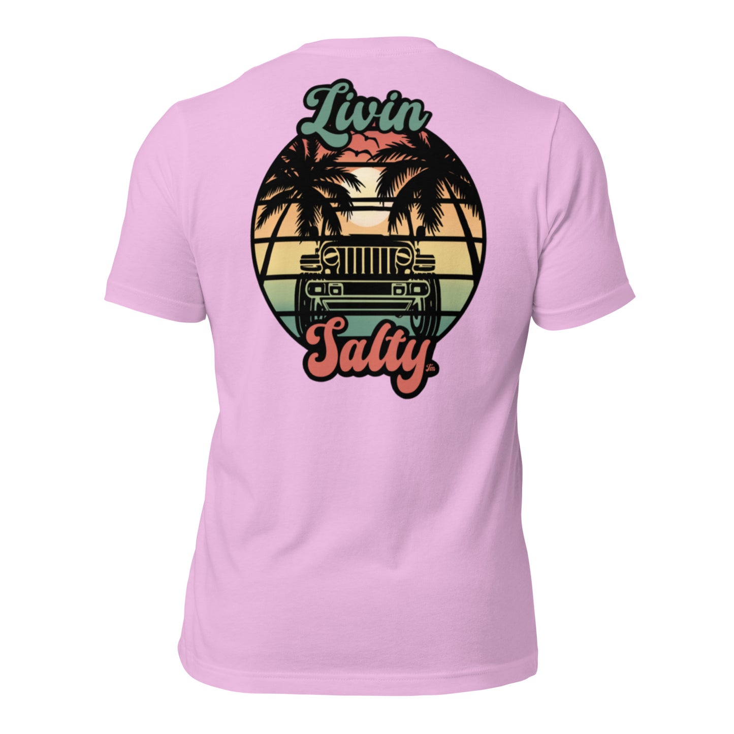 Unisex Livin Salty Jeep/Beach cotton t-shirt