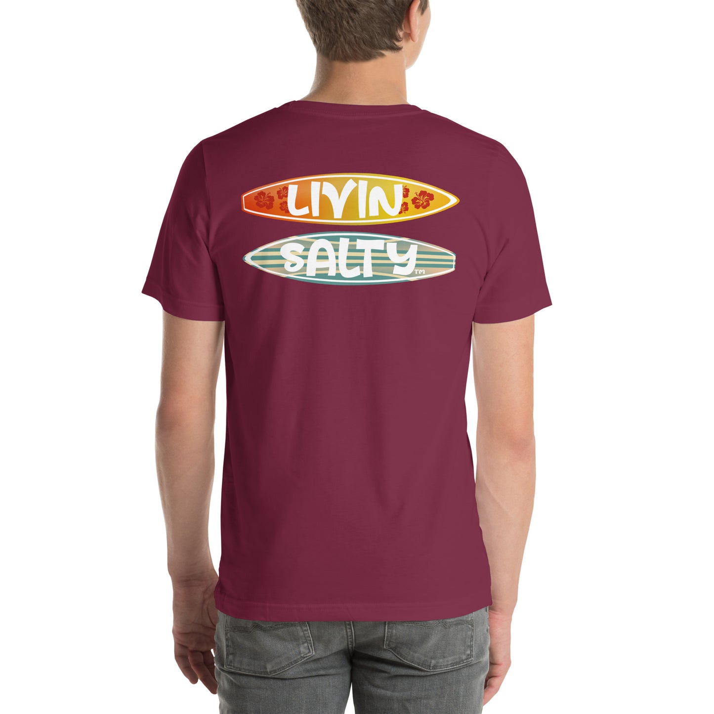 Unisex Surf board LIVIN SALTY Cotton t-shirt