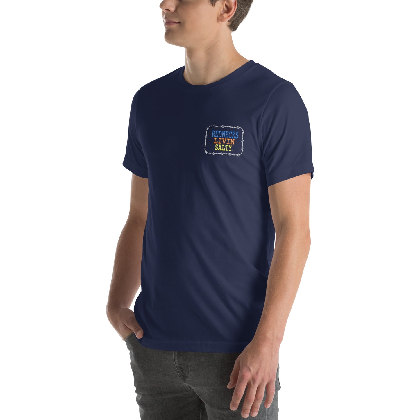 Unisex REDNECKS LIVIN SALTY Neon Parrot t-shirt