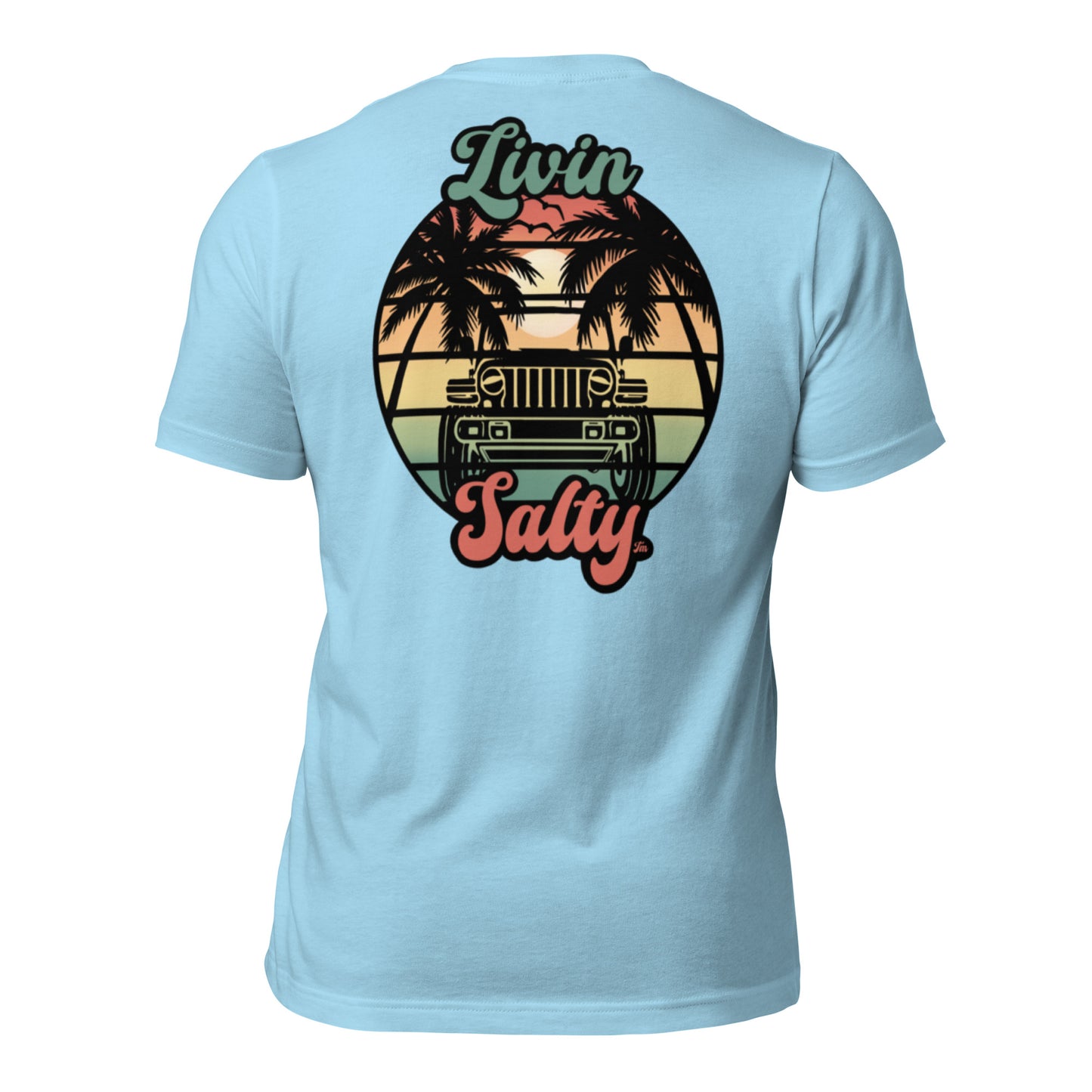 Unisex Livin Salty Jeep/Beach cotton t-shirt
