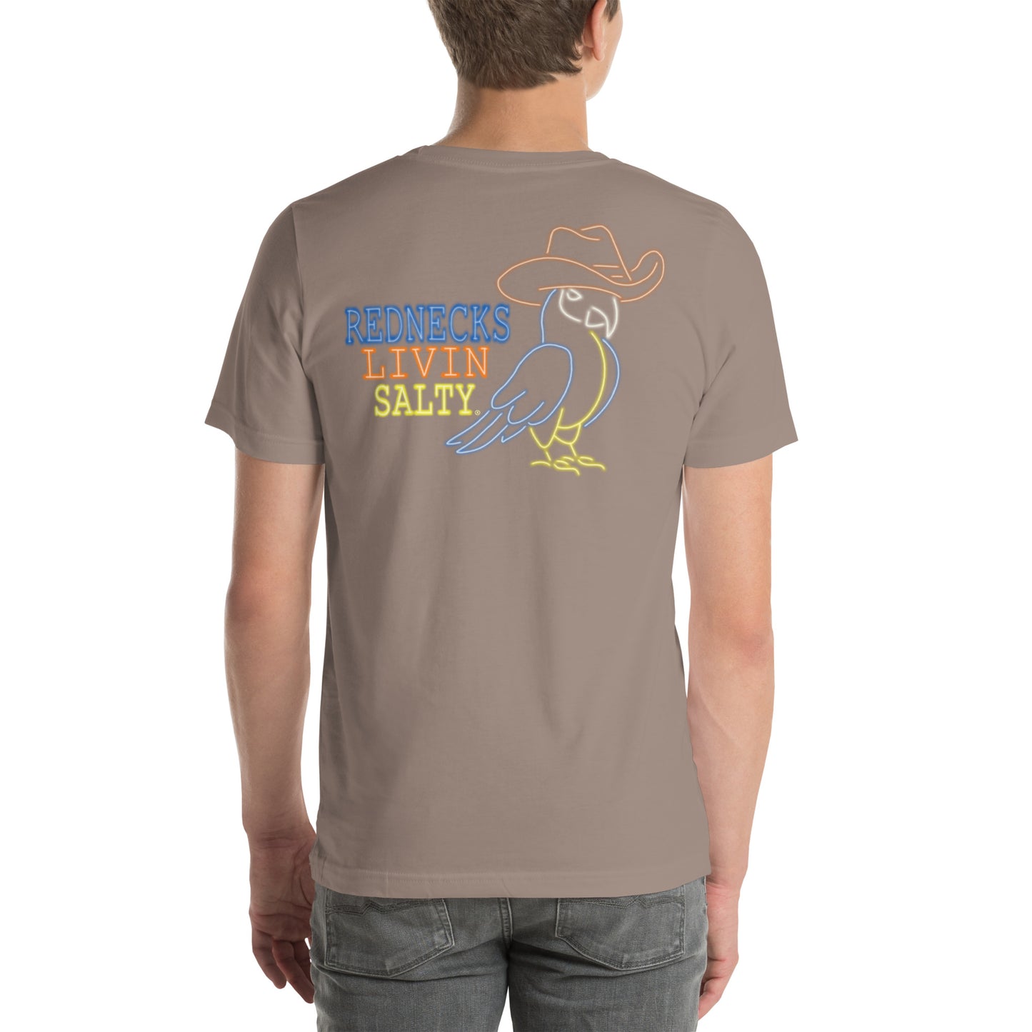 Unisex REDNECKS LIVIN SALTY Neon Parrot t-shirt