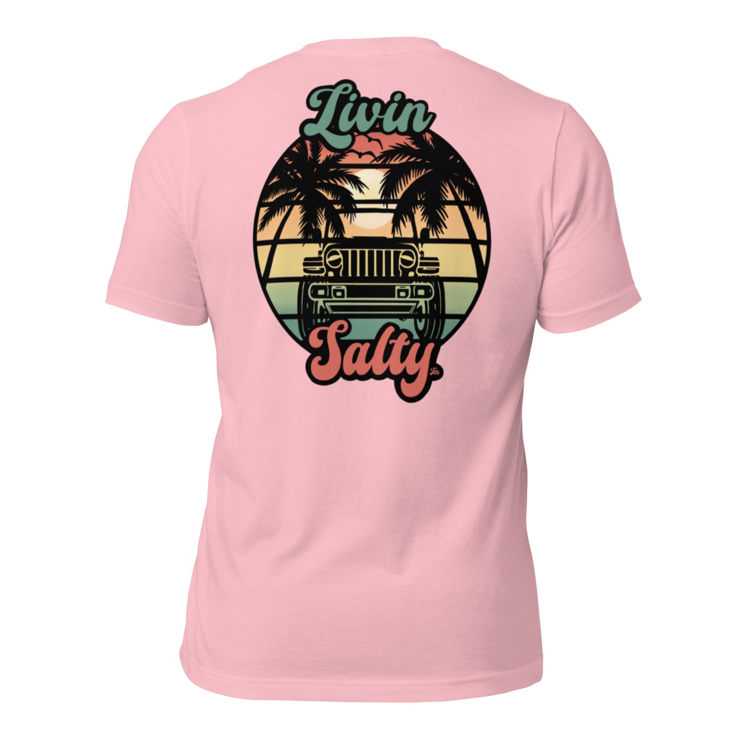 Unisex Livin Salty Jeep/Beach cotton t-shirt