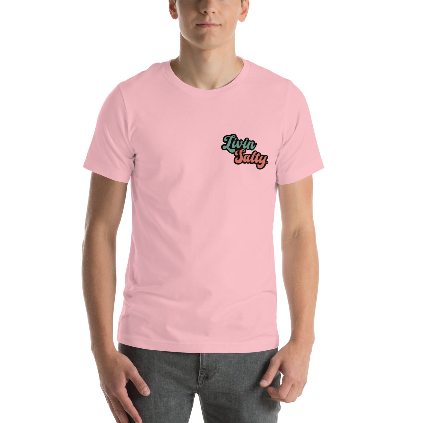 Unisex Livin Salty Jeep/Beach cotton t-shirt