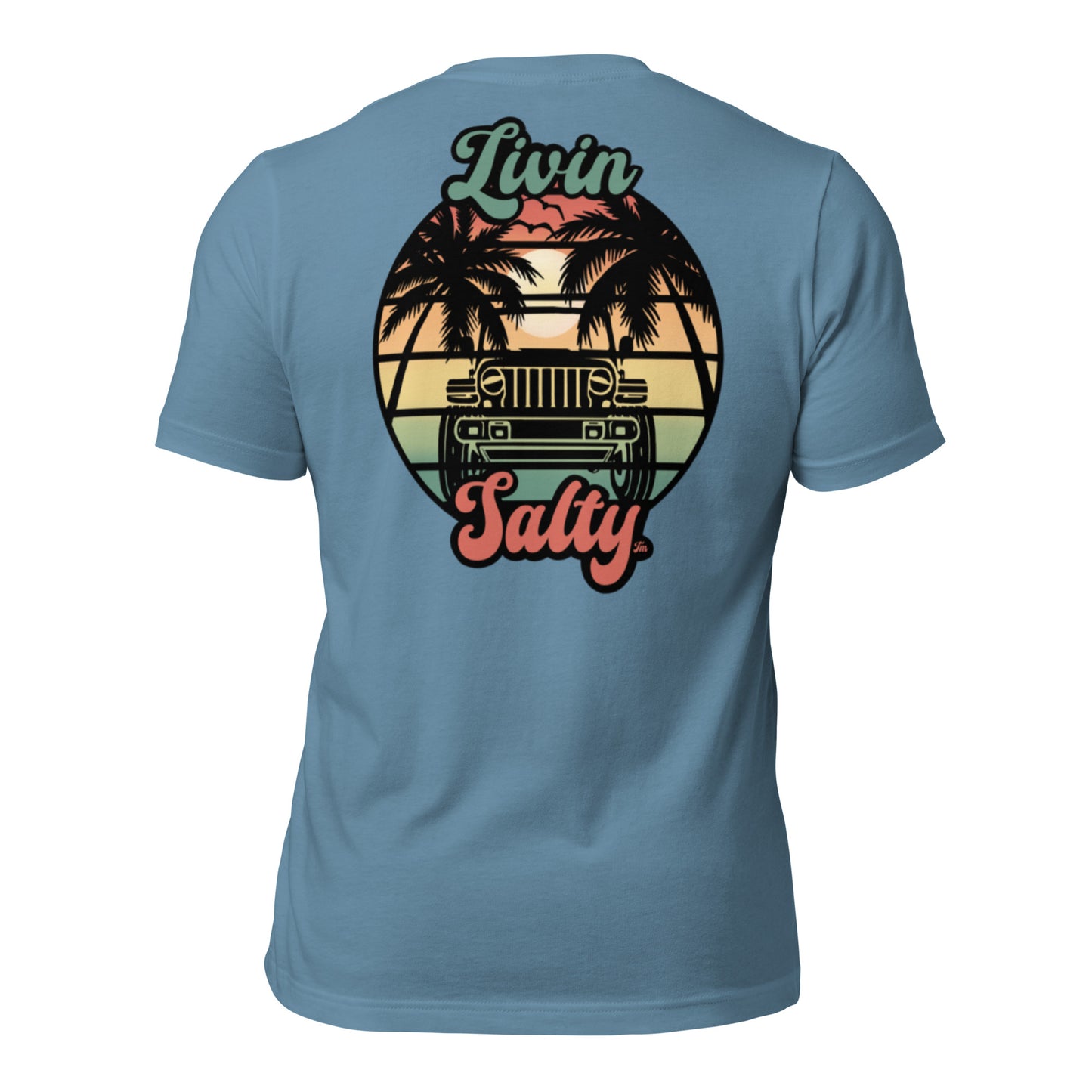 Unisex Livin Salty Jeep/Beach cotton t-shirt