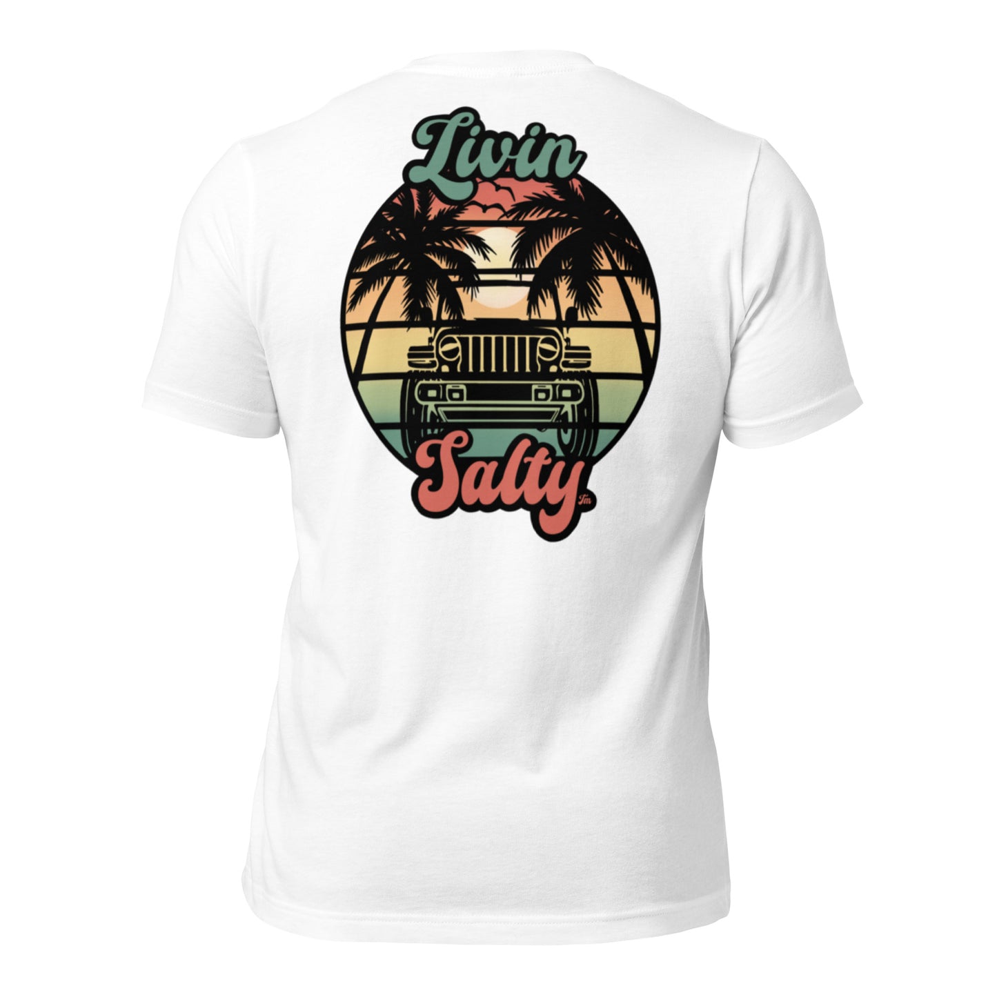 Unisex Livin Salty Jeep/Beach cotton t-shirt