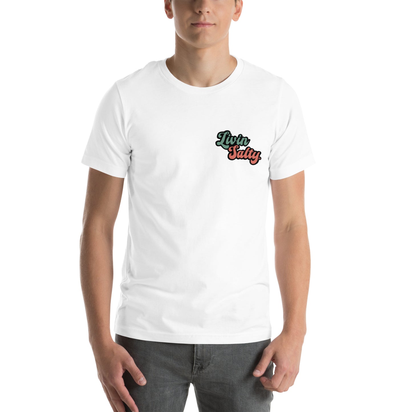 Unisex Livin Salty Jeep/Beach cotton t-shirt