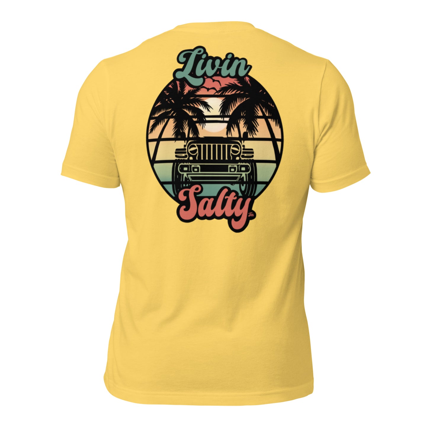 Unisex Livin Salty Jeep/Beach cotton t-shirt