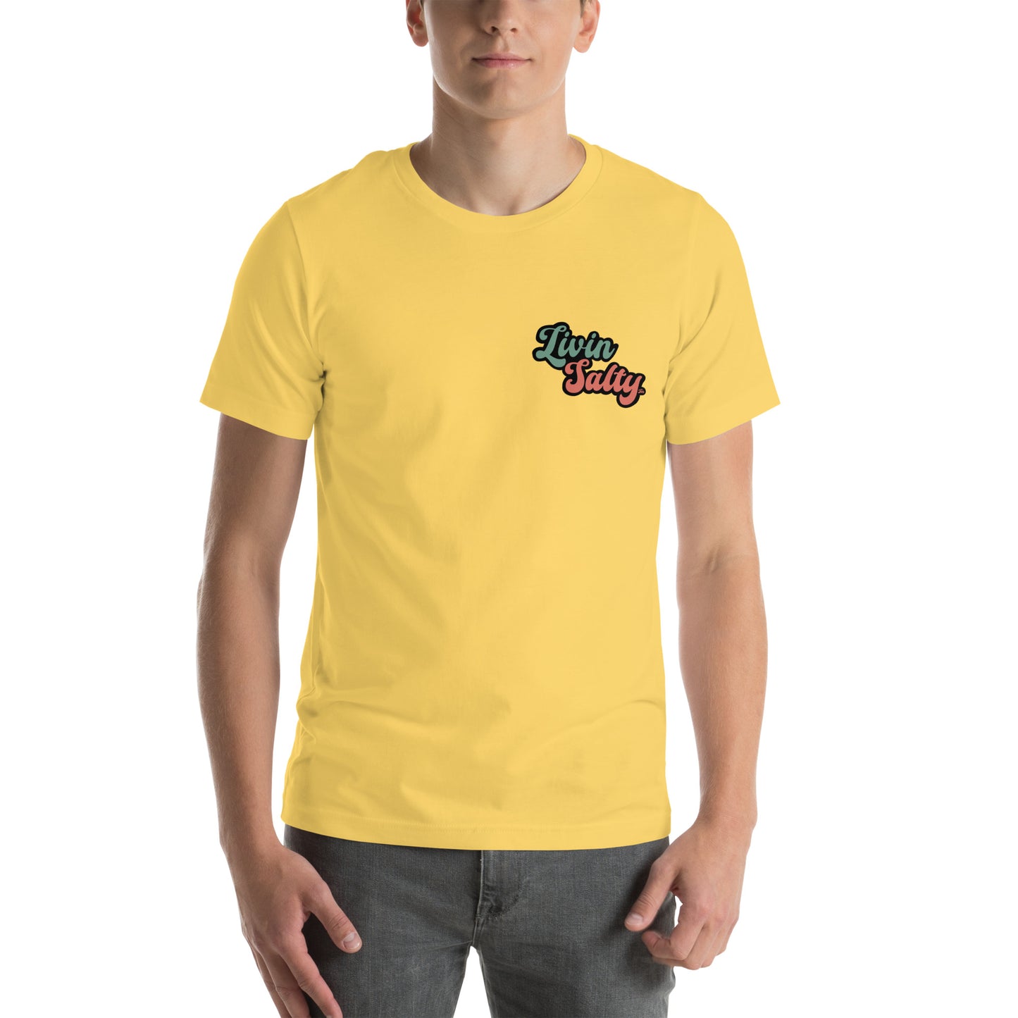 Unisex Livin Salty Jeep/Beach cotton t-shirt
