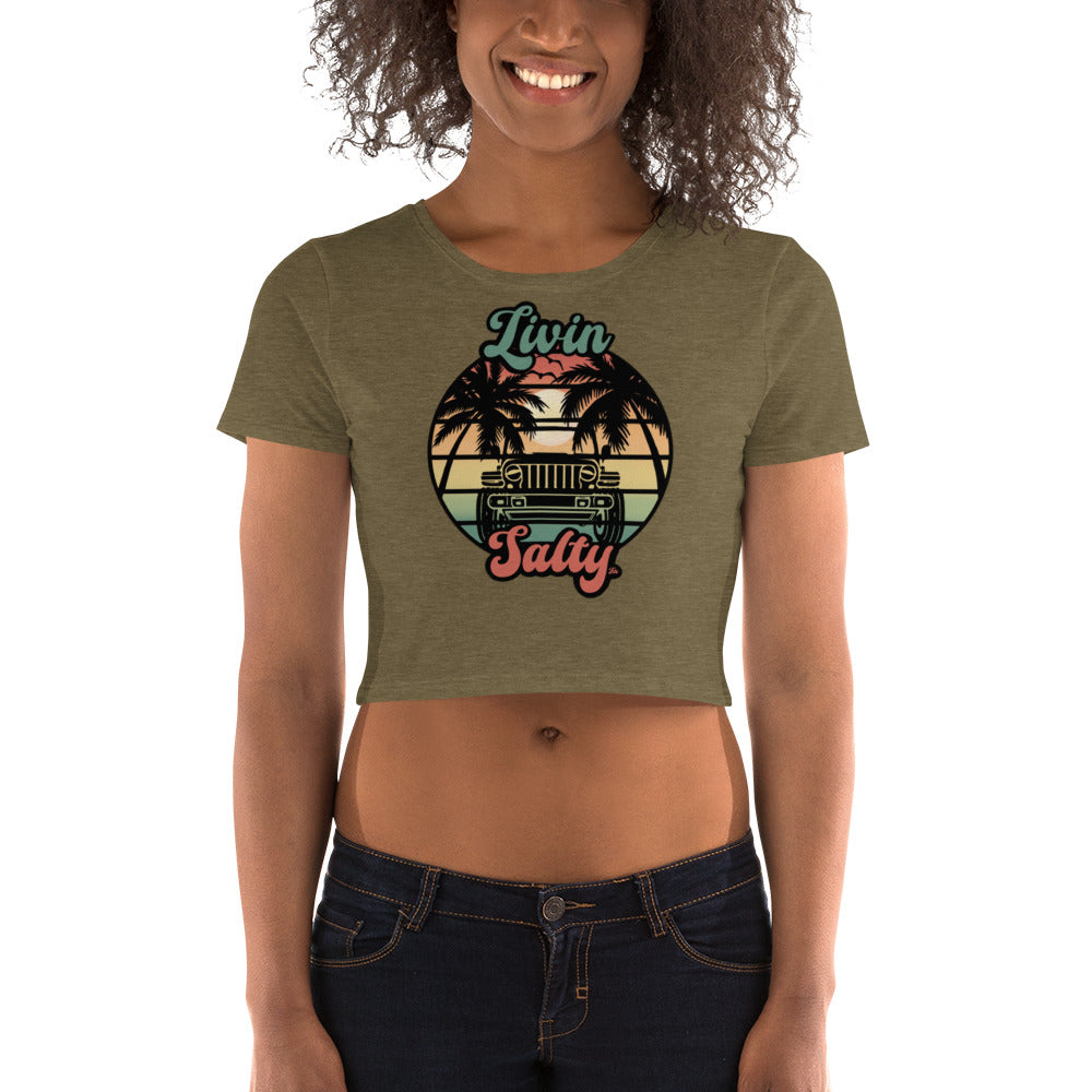 Women’s LIVIN SALTY Jeep/Beach Crop Tee