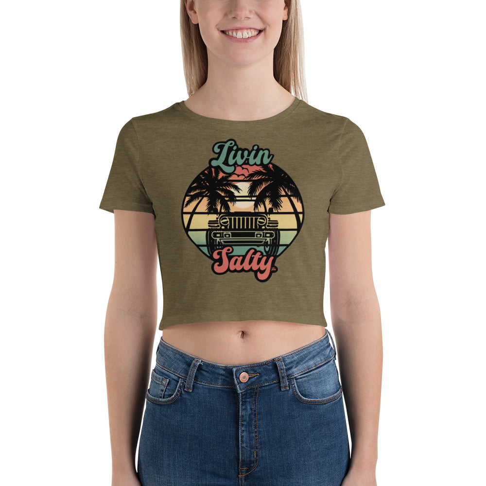 Women’s LIVIN SALTY Jeep/Beach Crop Tee