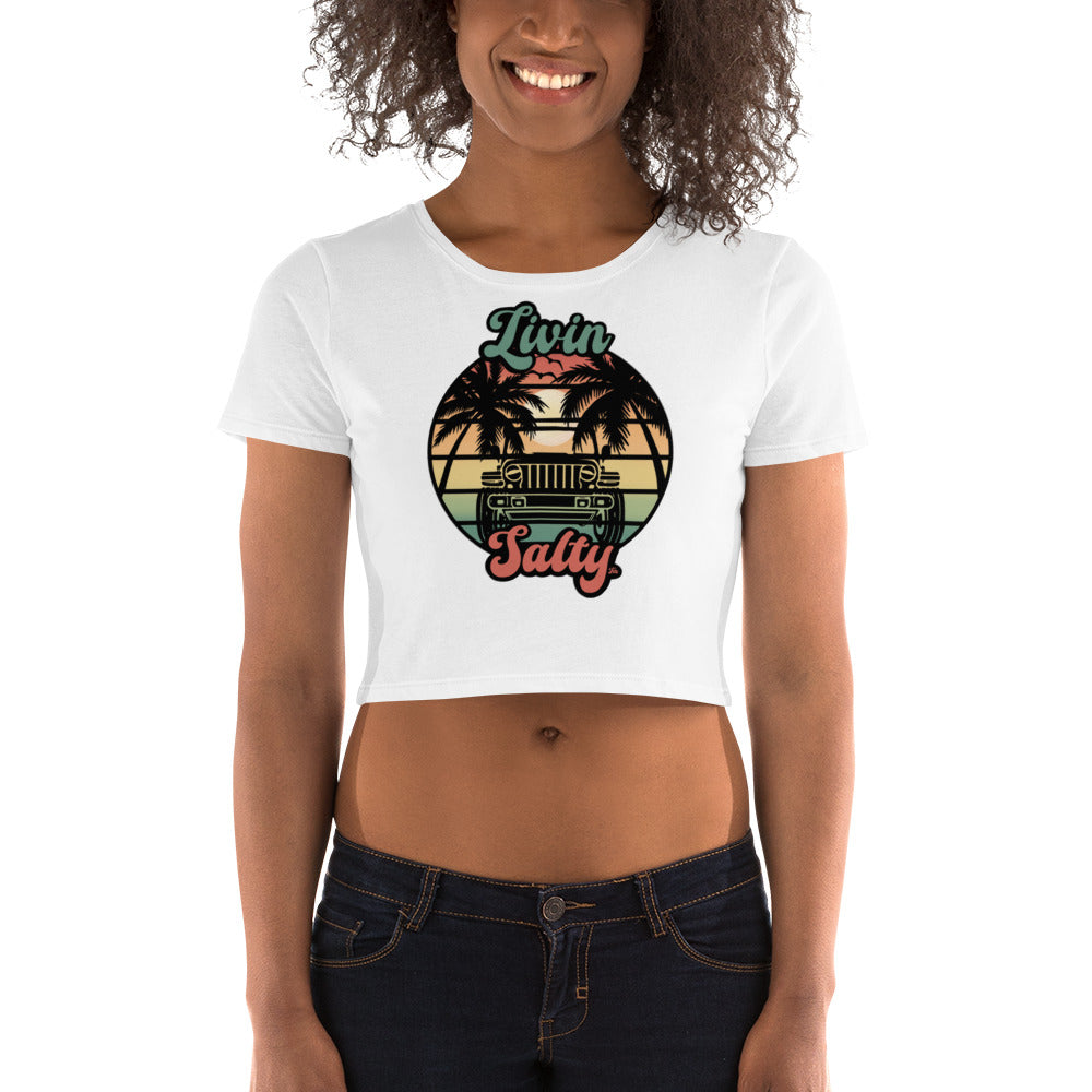 Women’s LIVIN SALTY Jeep/Beach Crop Tee