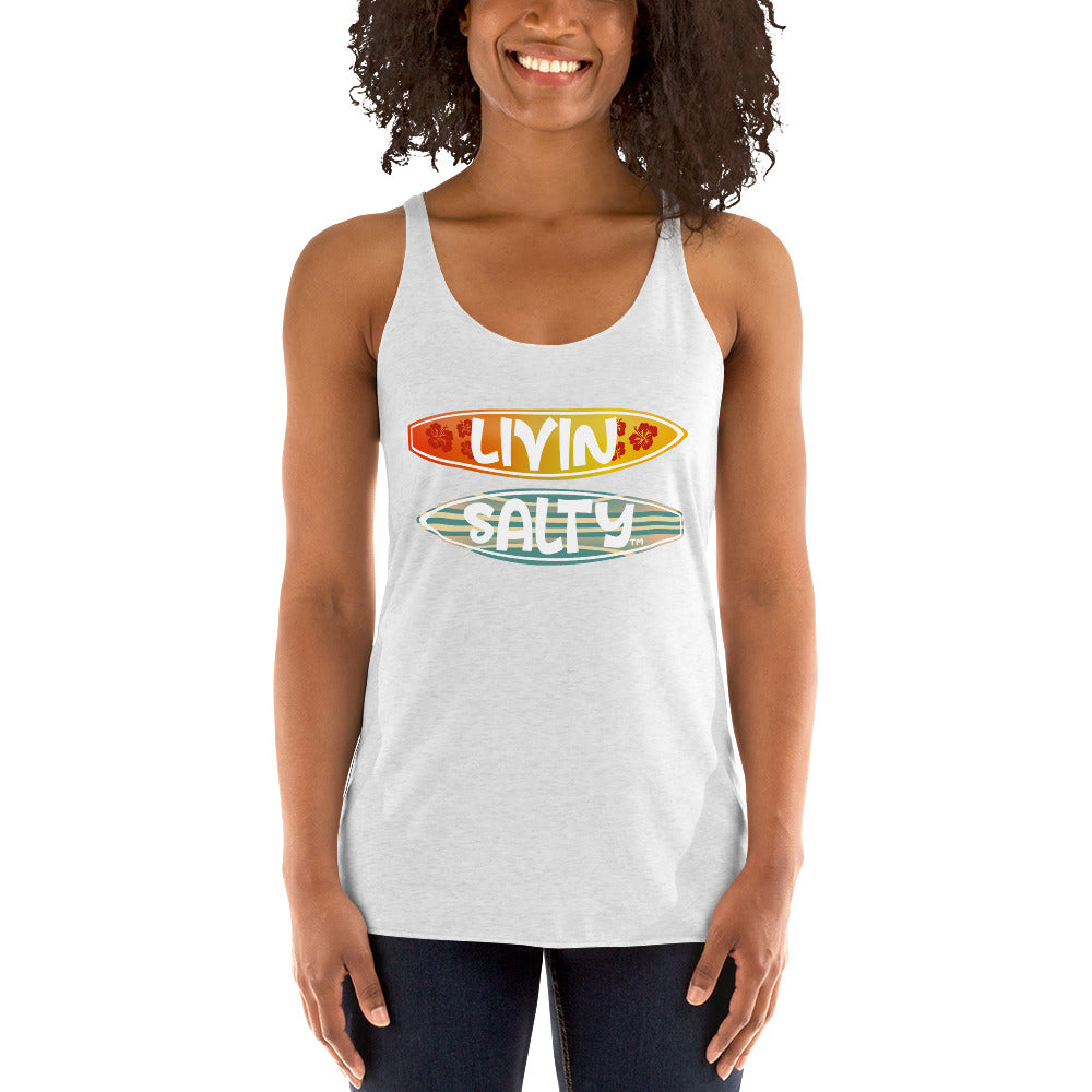 Women's Surf Board LIVIN SALTY Racerback Tank