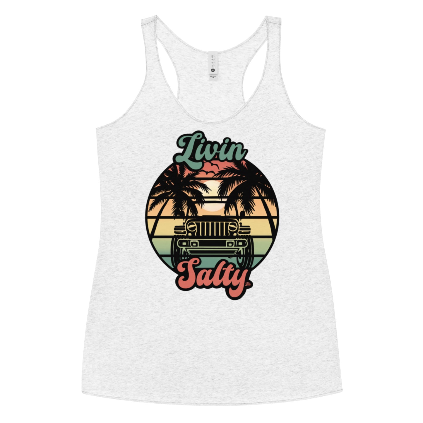 Women's Livin Salty Jeep/Beach Racerback Tank
