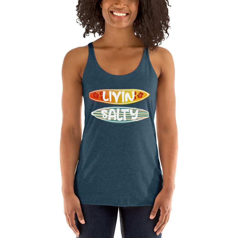 Women's Surf Board LIVIN SALTY Racerback Tank