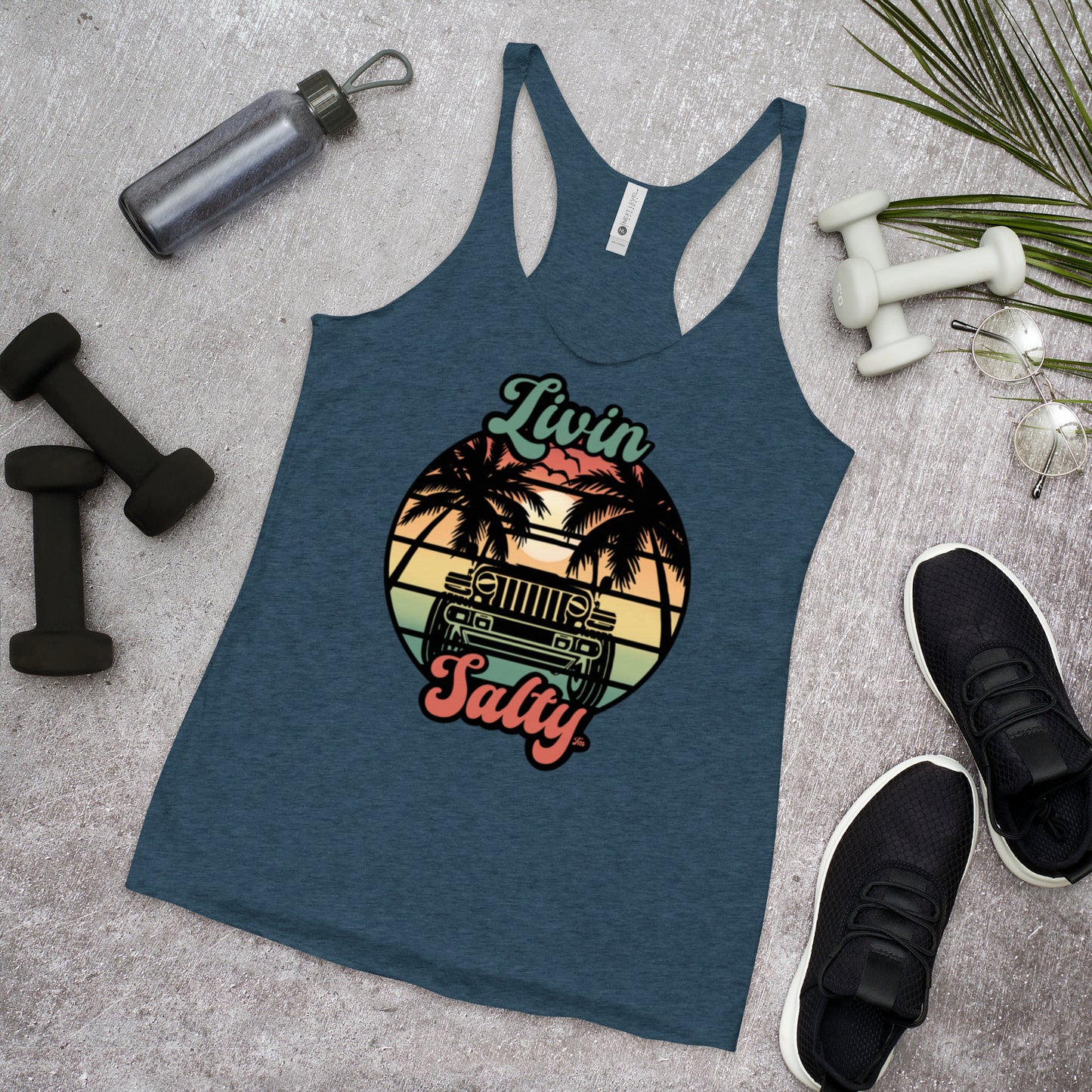 Women's Livin Salty Jeep/Beach Racerback Tank