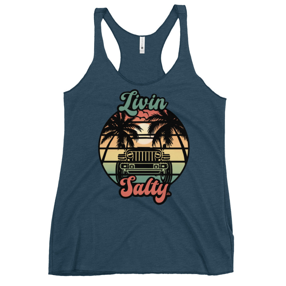 Women's Livin Salty Jeep/Beach Racerback Tank