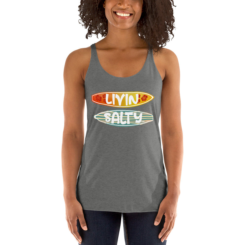 Women's Surf Board LIVIN SALTY Racerback Tank