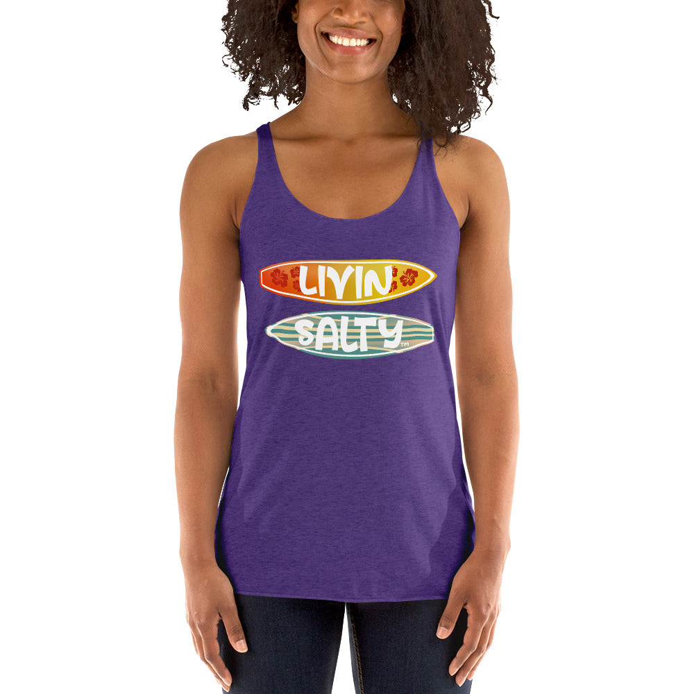 Women's Surf Board LIVIN SALTY Racerback Tank