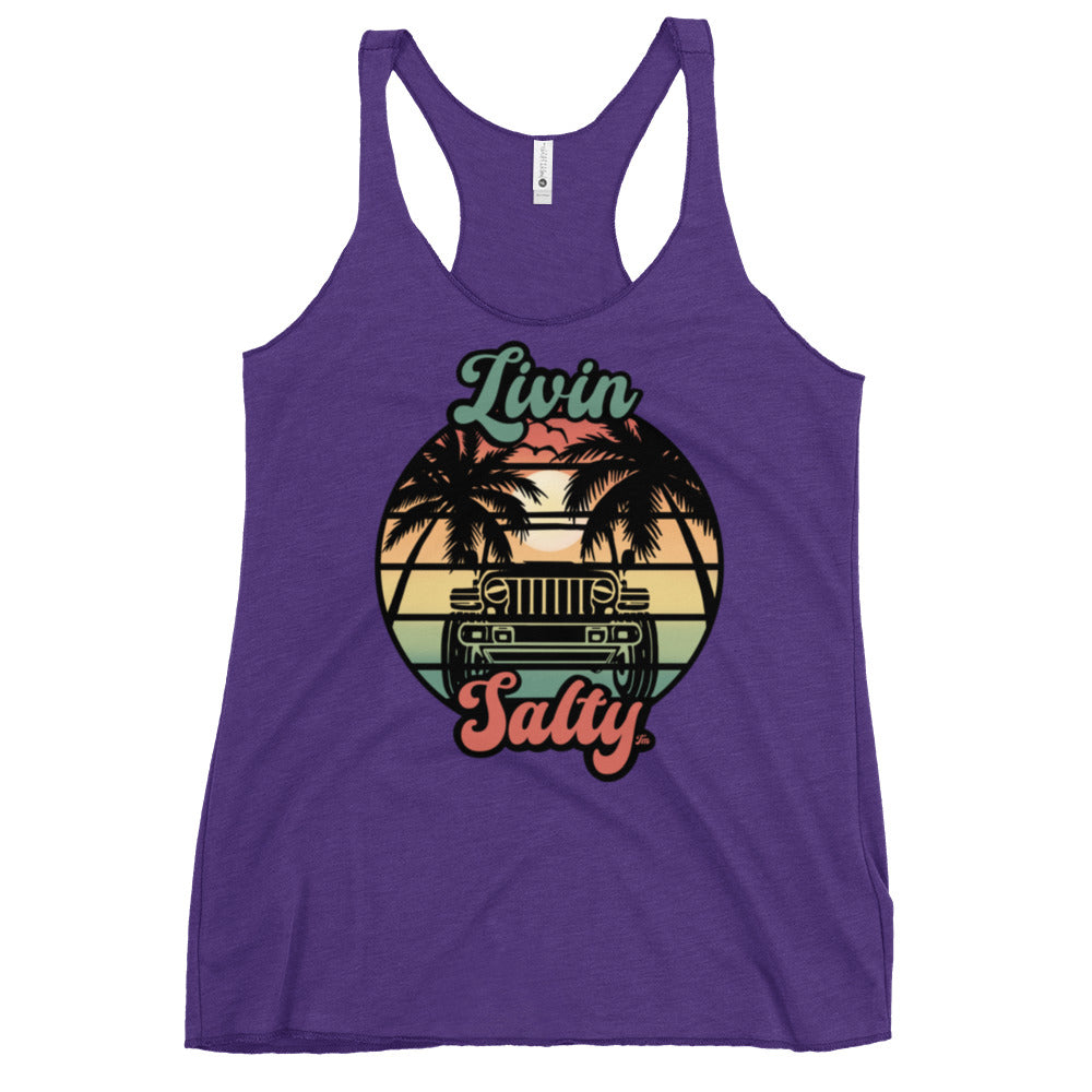 Women's Livin Salty Jeep/Beach Racerback Tank