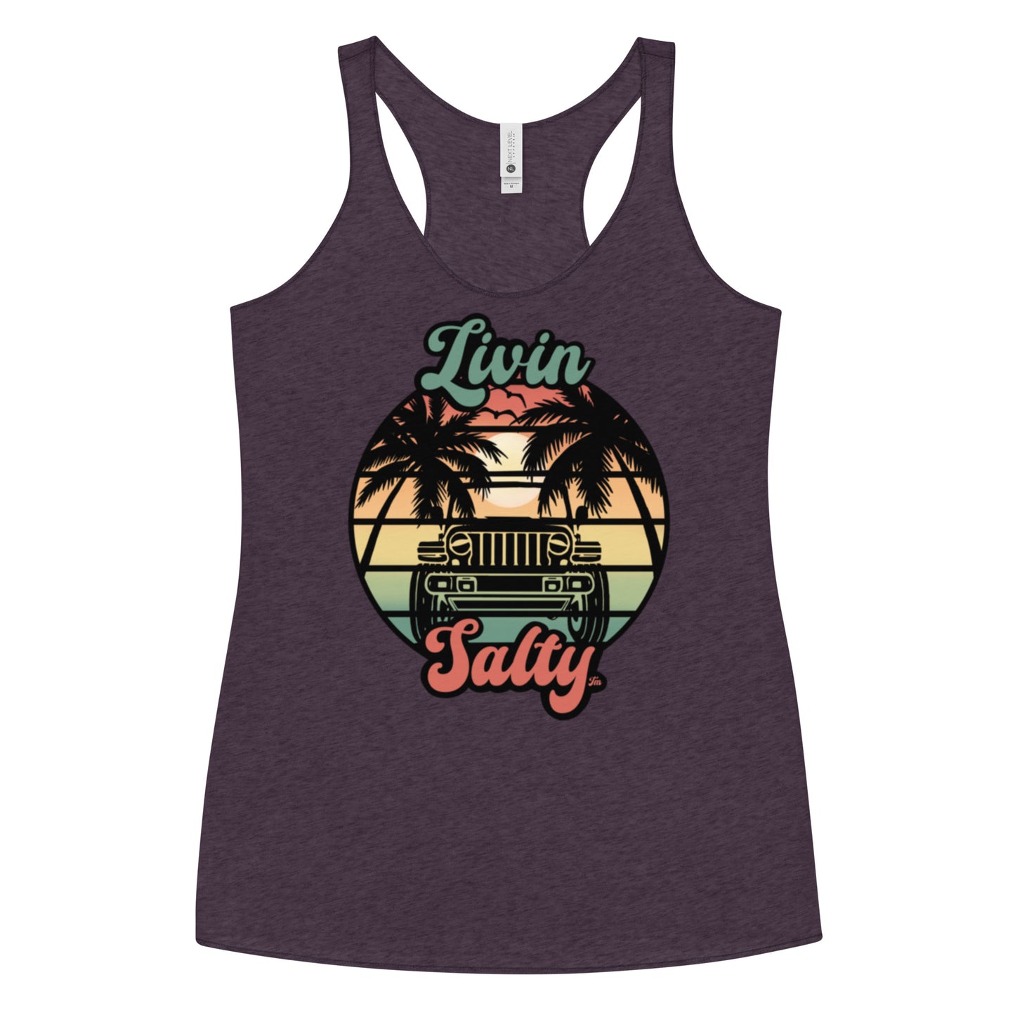 Women's Livin Salty Jeep/Beach Racerback Tank