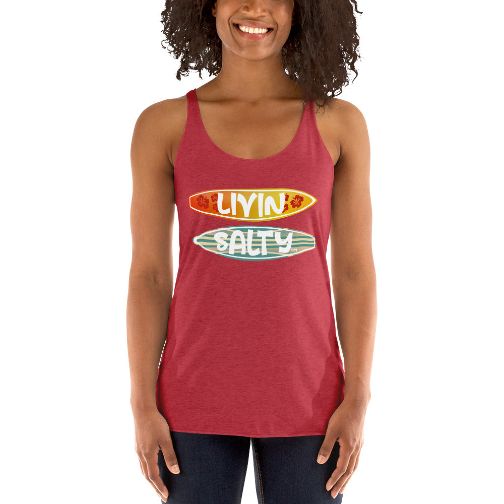 Women's Surf Board LIVIN SALTY Racerback Tank