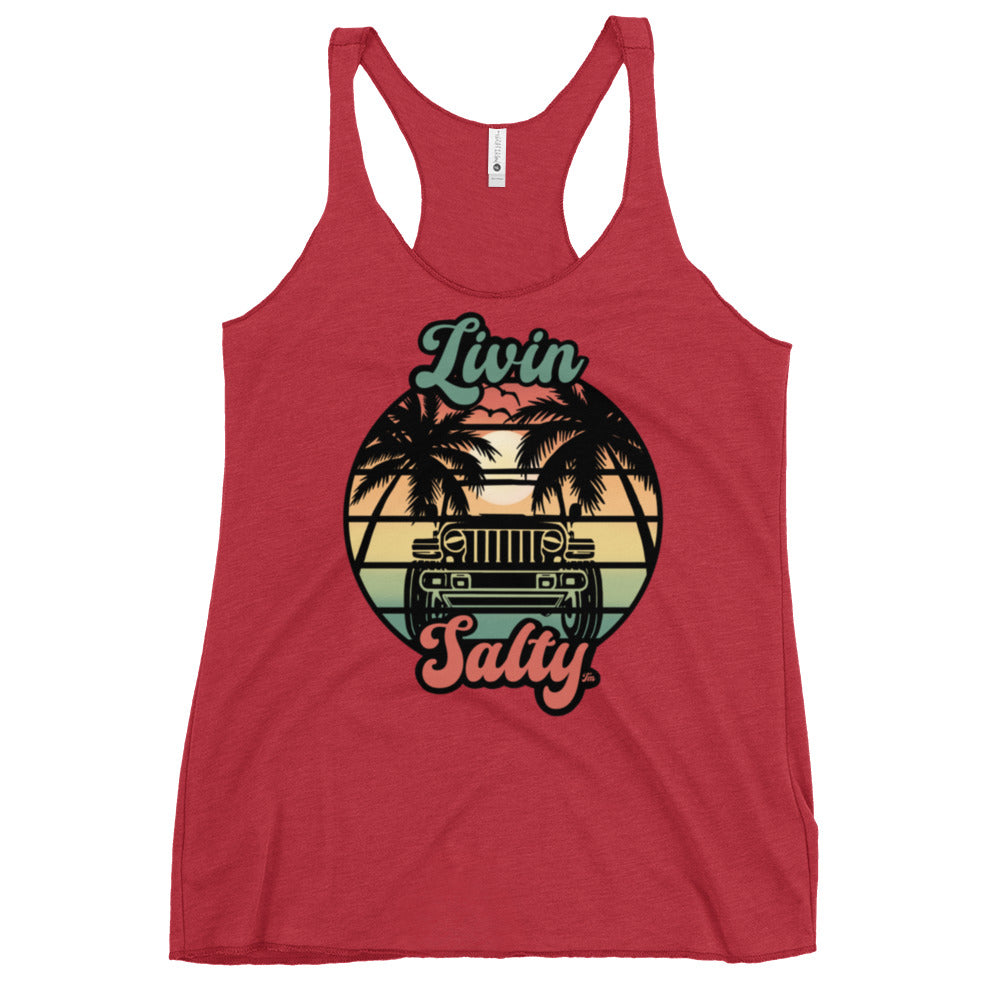 Women's Livin Salty Jeep/Beach Racerback Tank