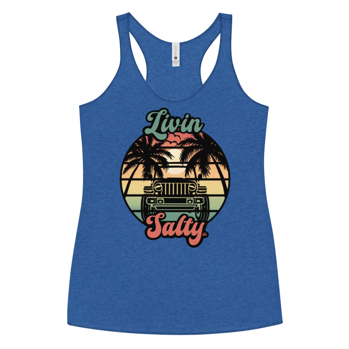 Women's Livin Salty Jeep/Beach Racerback Tank
