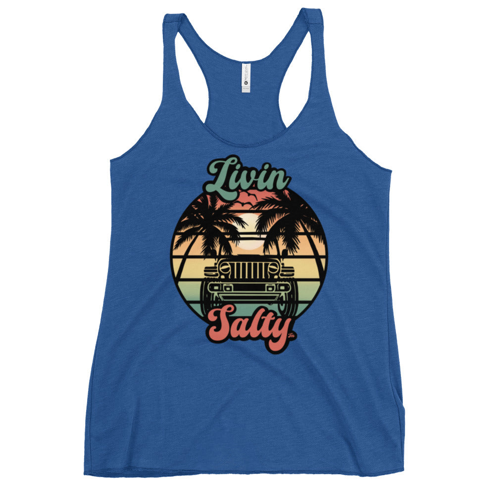 Women's Livin Salty Jeep/Beach Racerback Tank