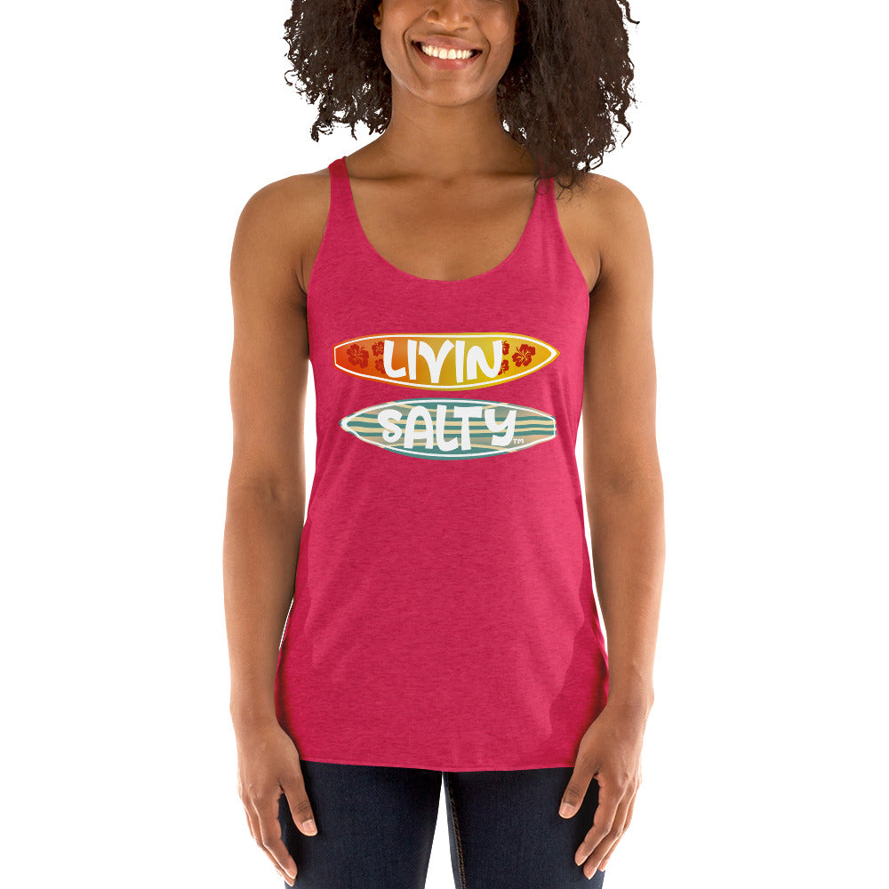 Women's Surf Board LIVIN SALTY Racerback Tank
