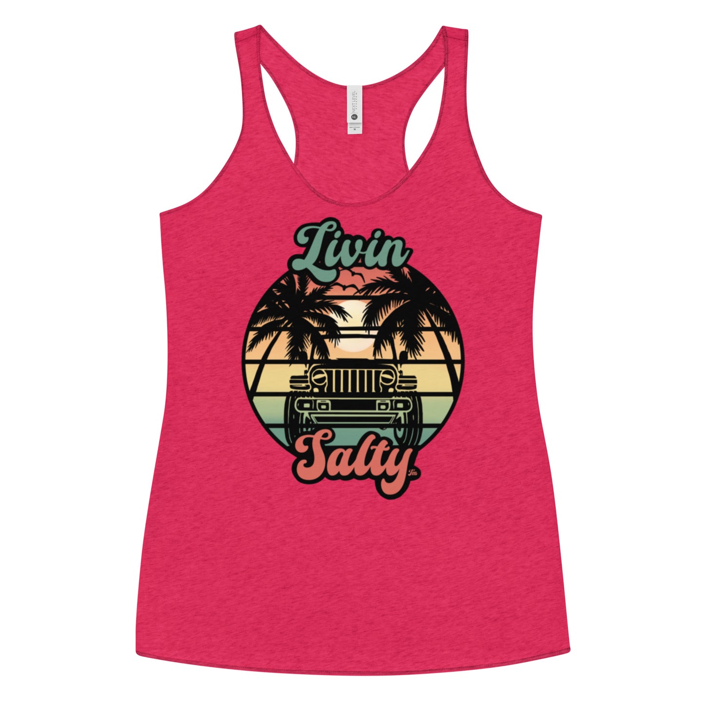Women's Livin Salty Jeep/Beach Racerback Tank