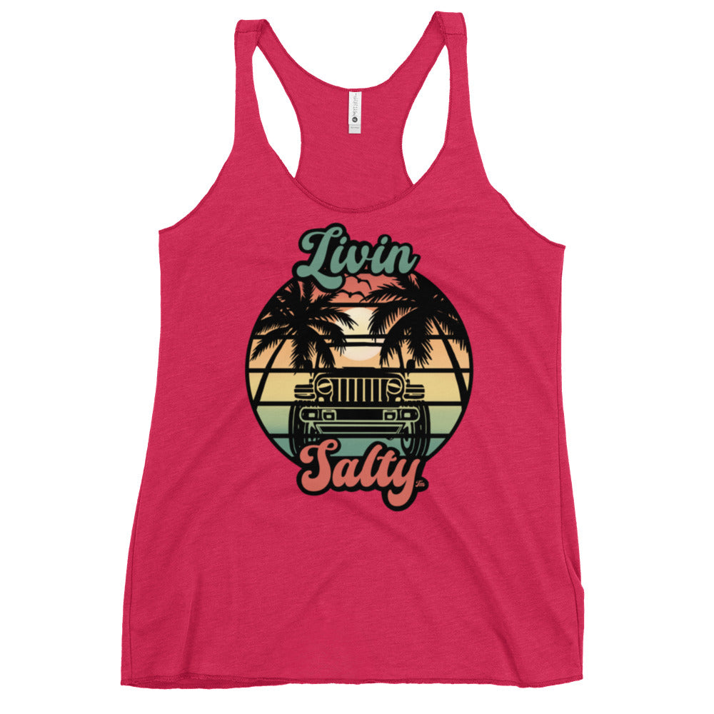 Women's Livin Salty Jeep/Beach Racerback Tank