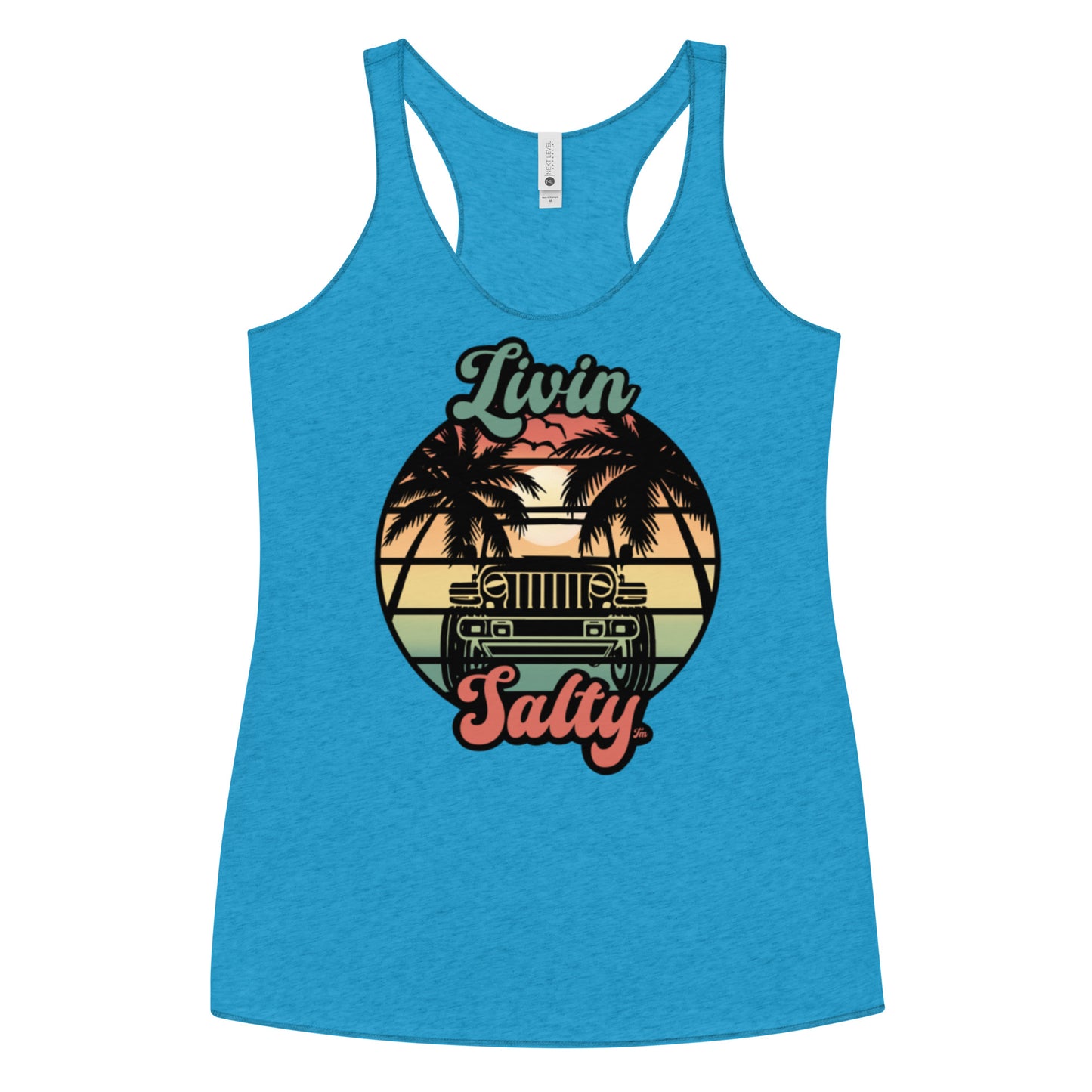 Women's Livin Salty Jeep/Beach Racerback Tank