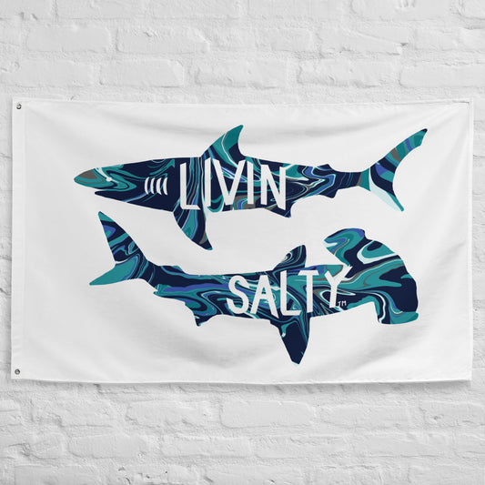 LIVIN SALTY Shark Flag