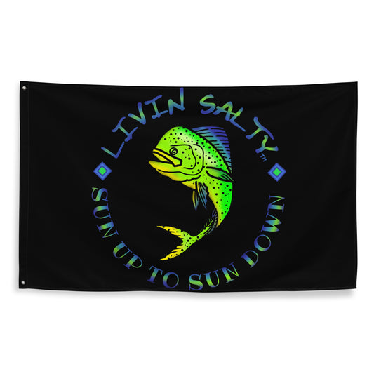 Black LIVIN SALTY Mahi Flag