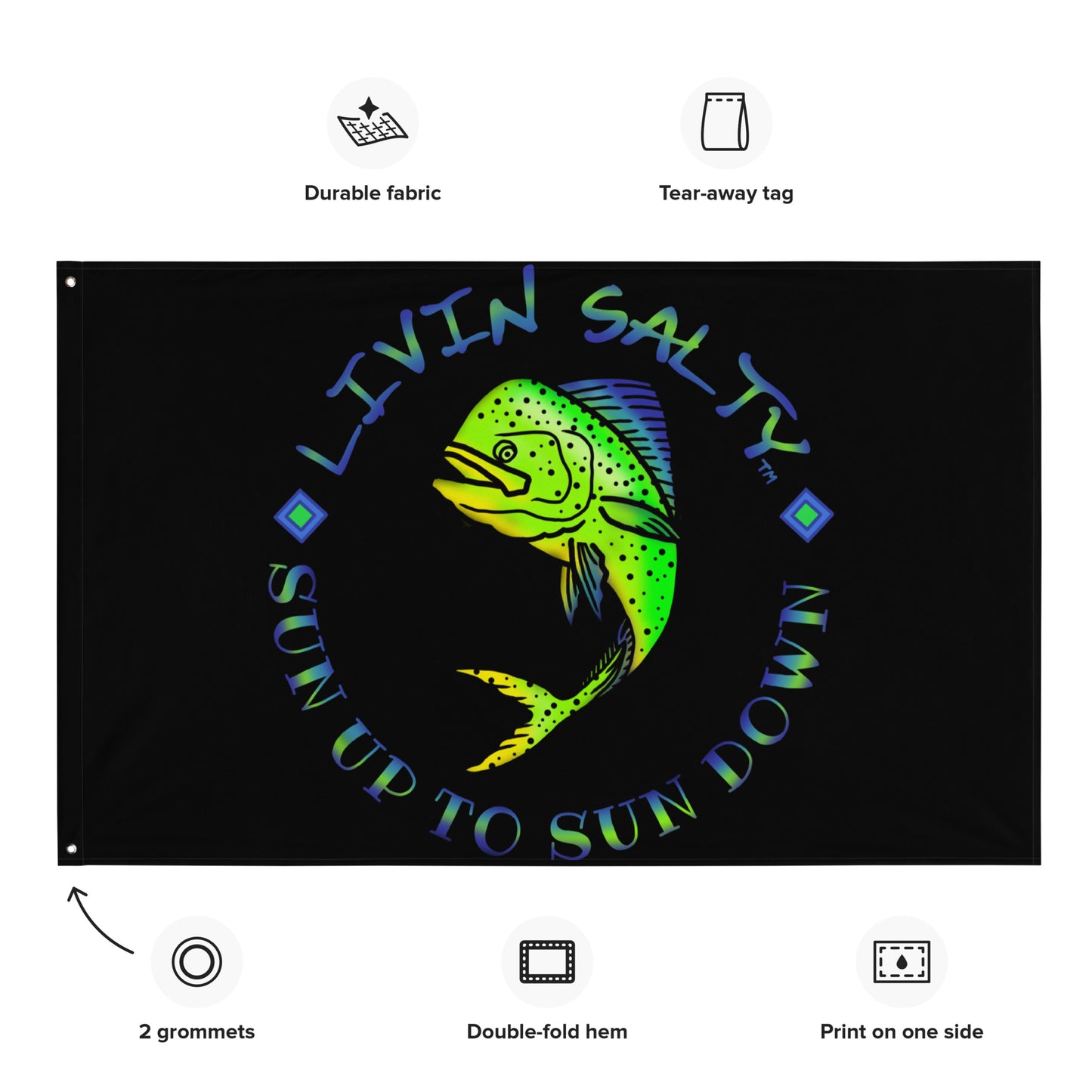 Black LIVIN SALTY Mahi Flag