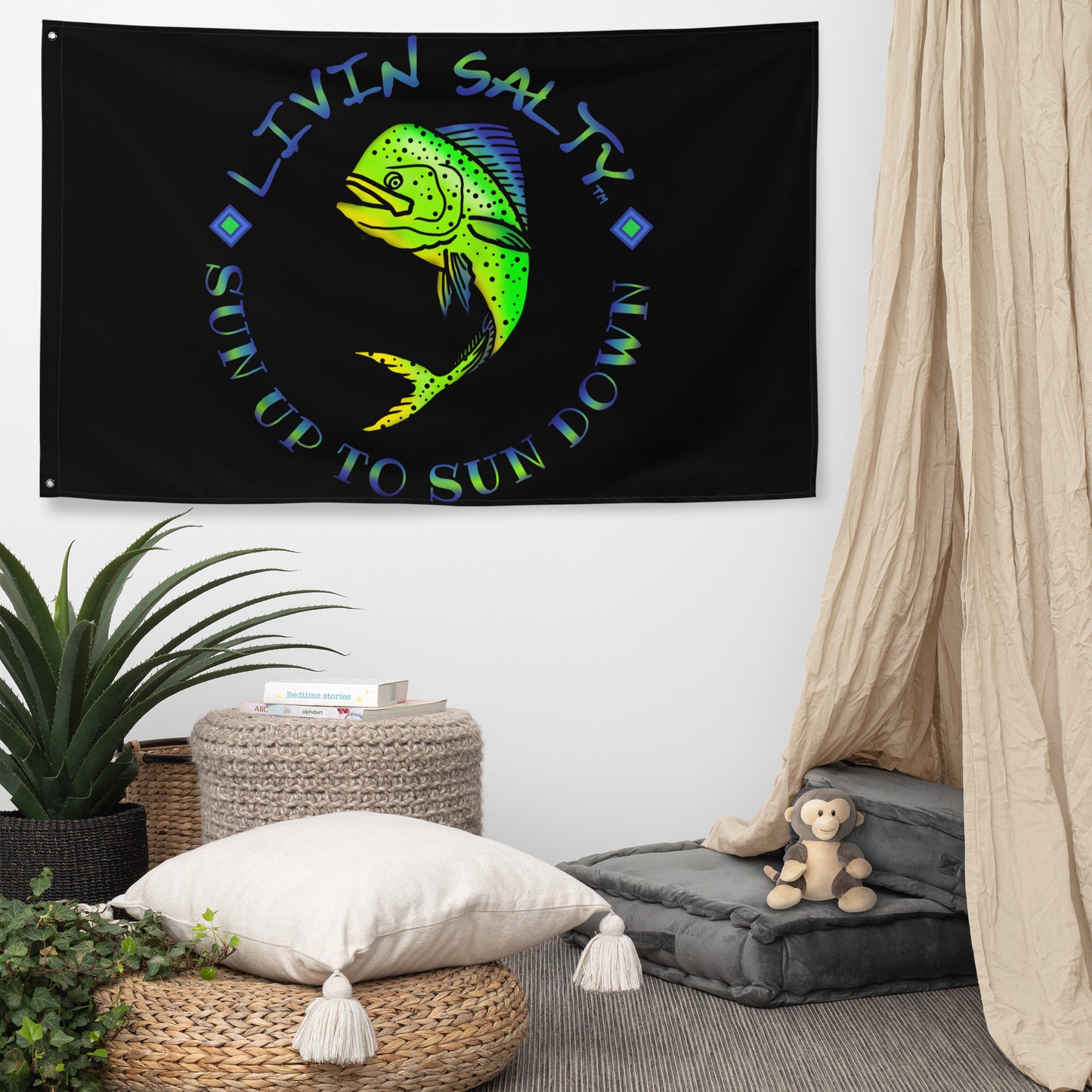 Black LIVIN SALTY Mahi Flag
