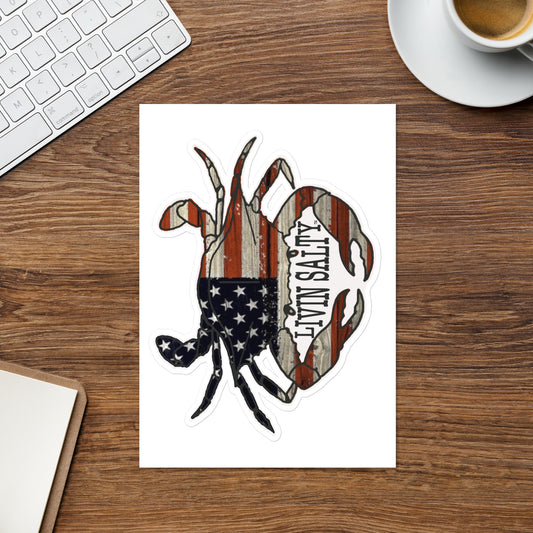 Crab LIVIN SALTY Sticker sheet