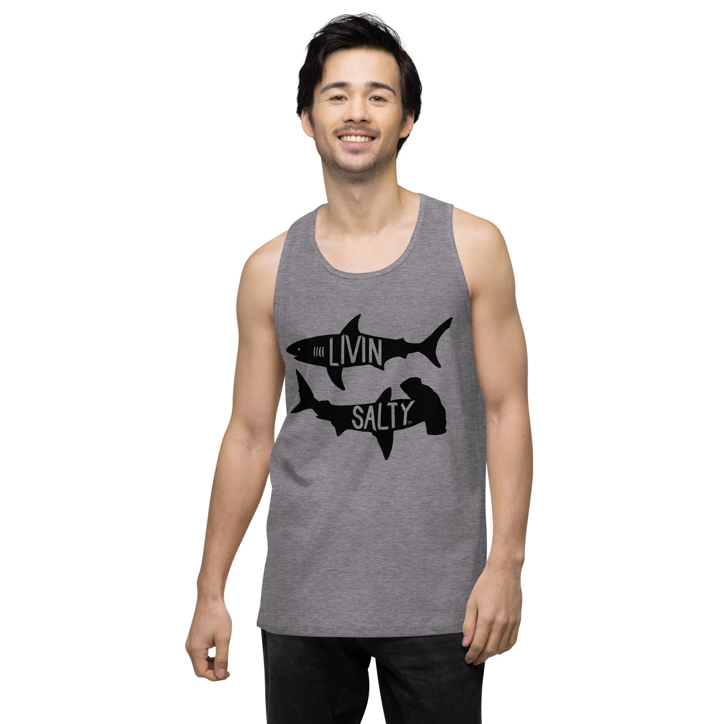 Men’s LIVIN SALTY black shark tank top