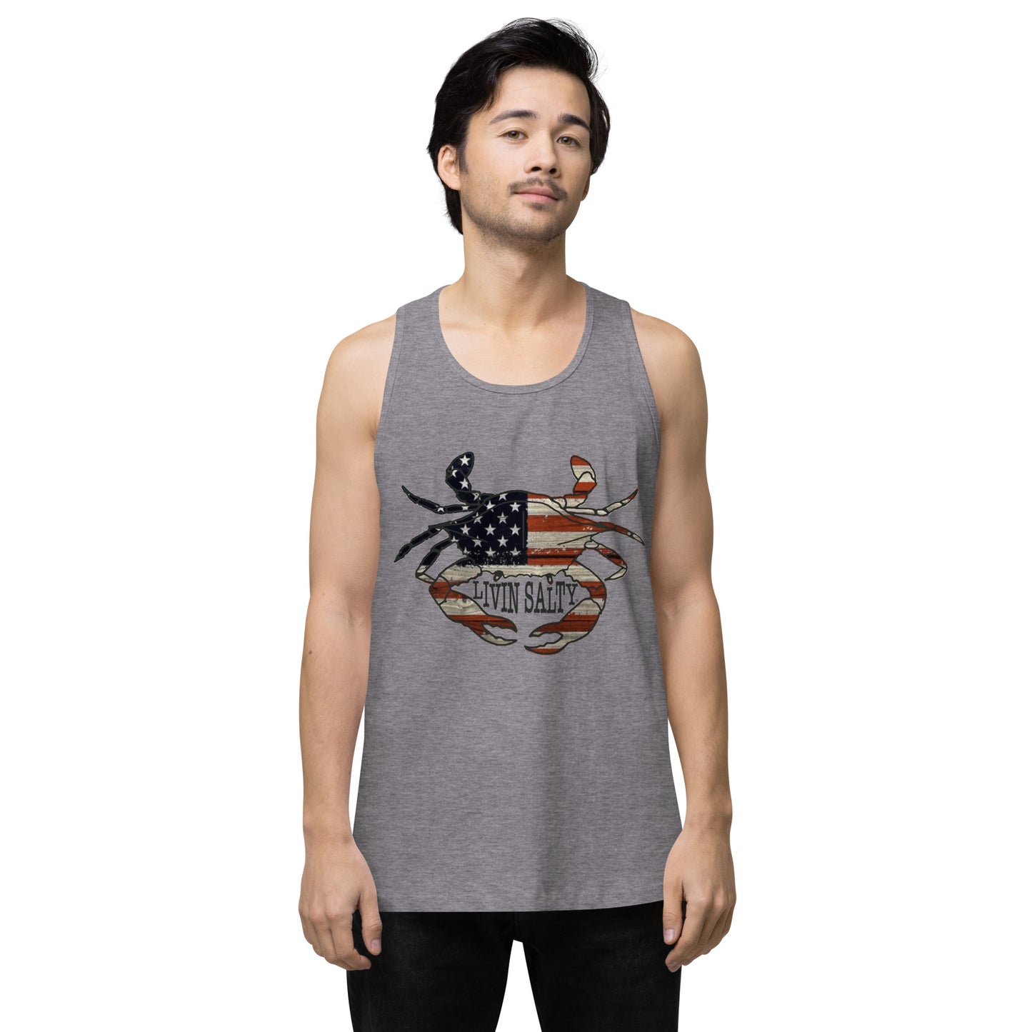 Men’s LIVIN SALTY with crab tank top