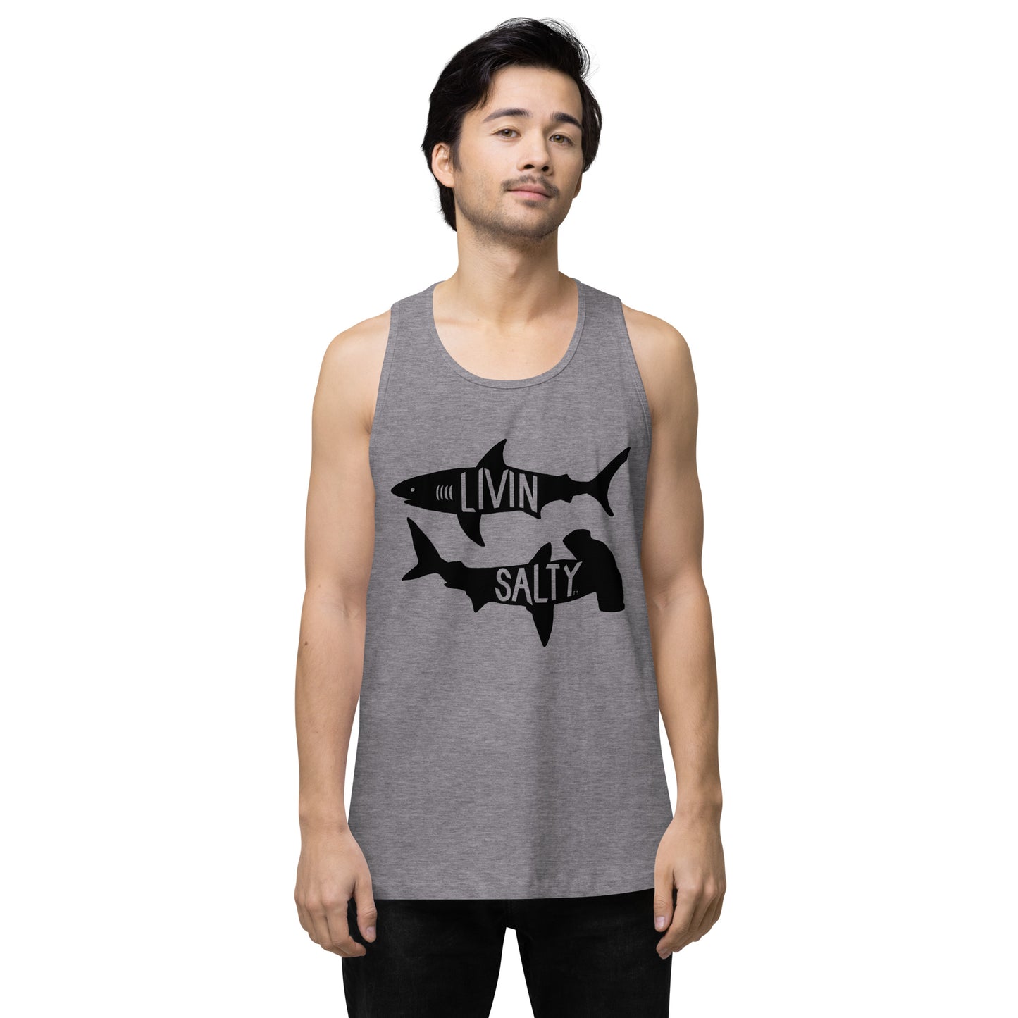 Men’s LIVIN SALTY black shark tank top
