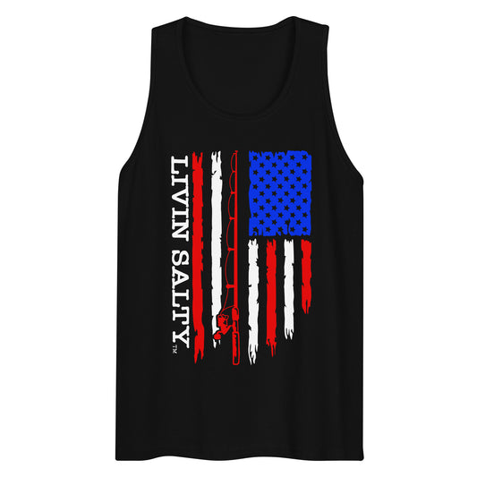 Men’s LIVIN SALTY RWB flag tank top