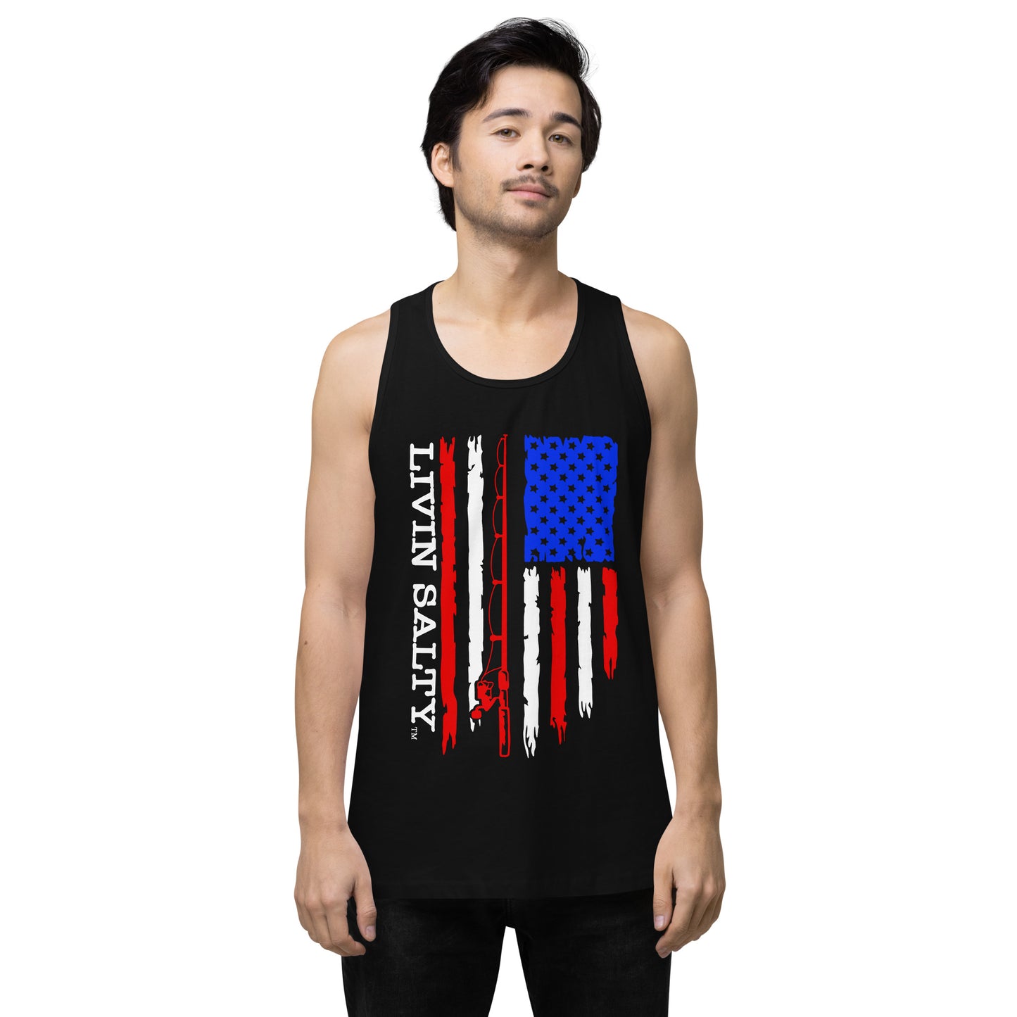 Men’s LIVIN SALTY RWB flag tank top