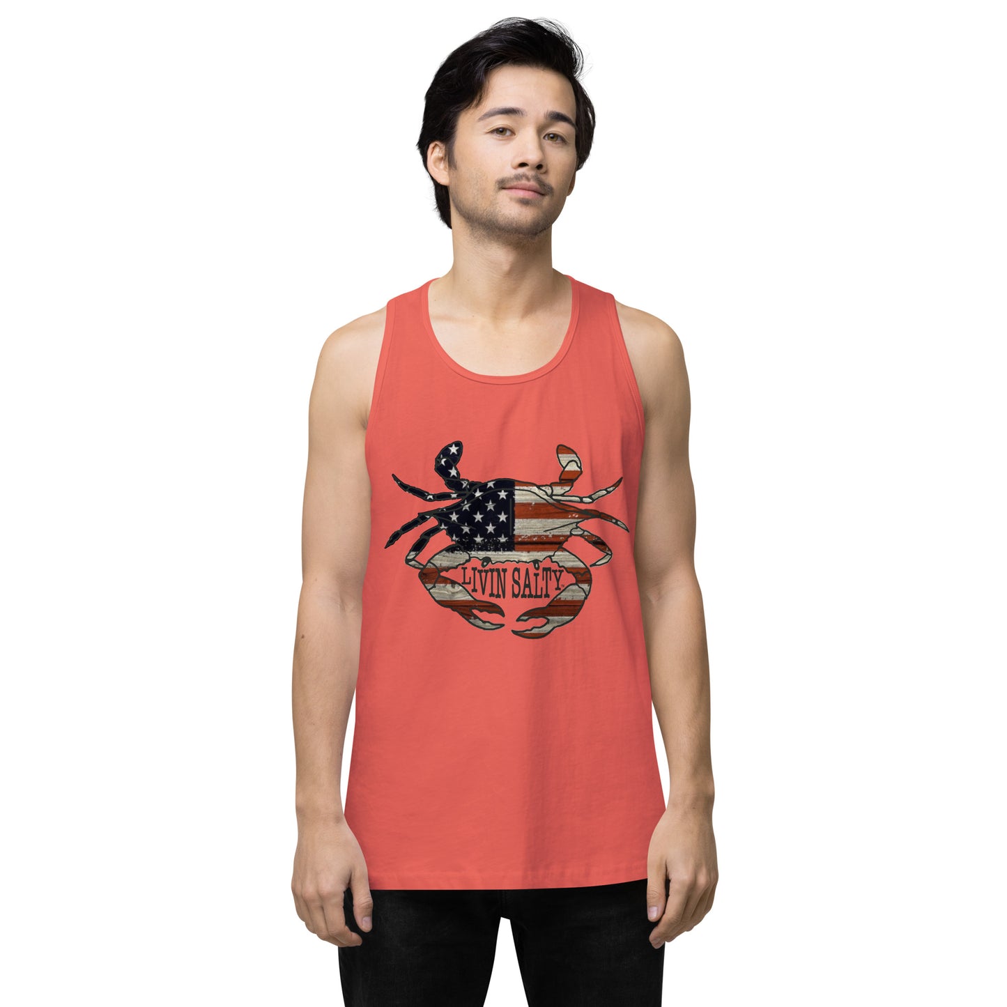 Men’s LIVIN SALTY with crab tank top