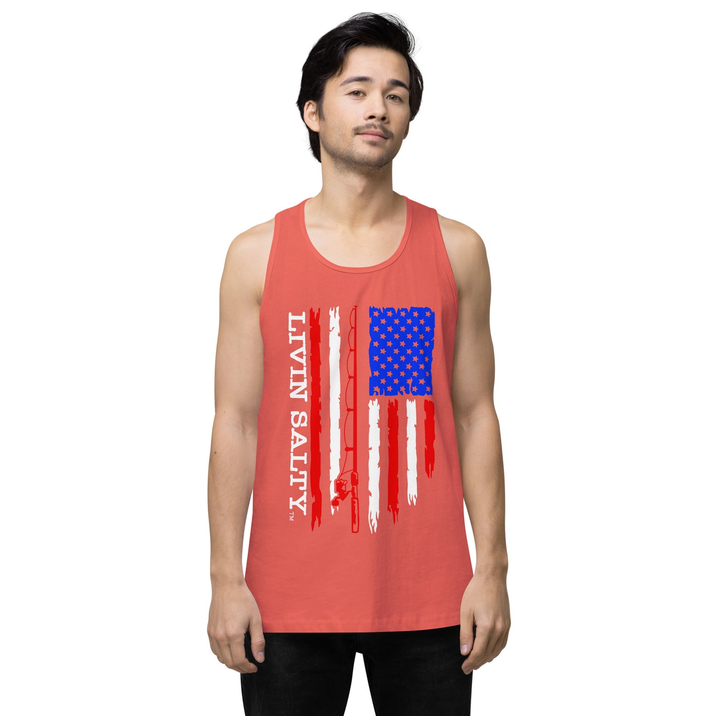 Men’s LIVIN SALTY RWB flag tank top