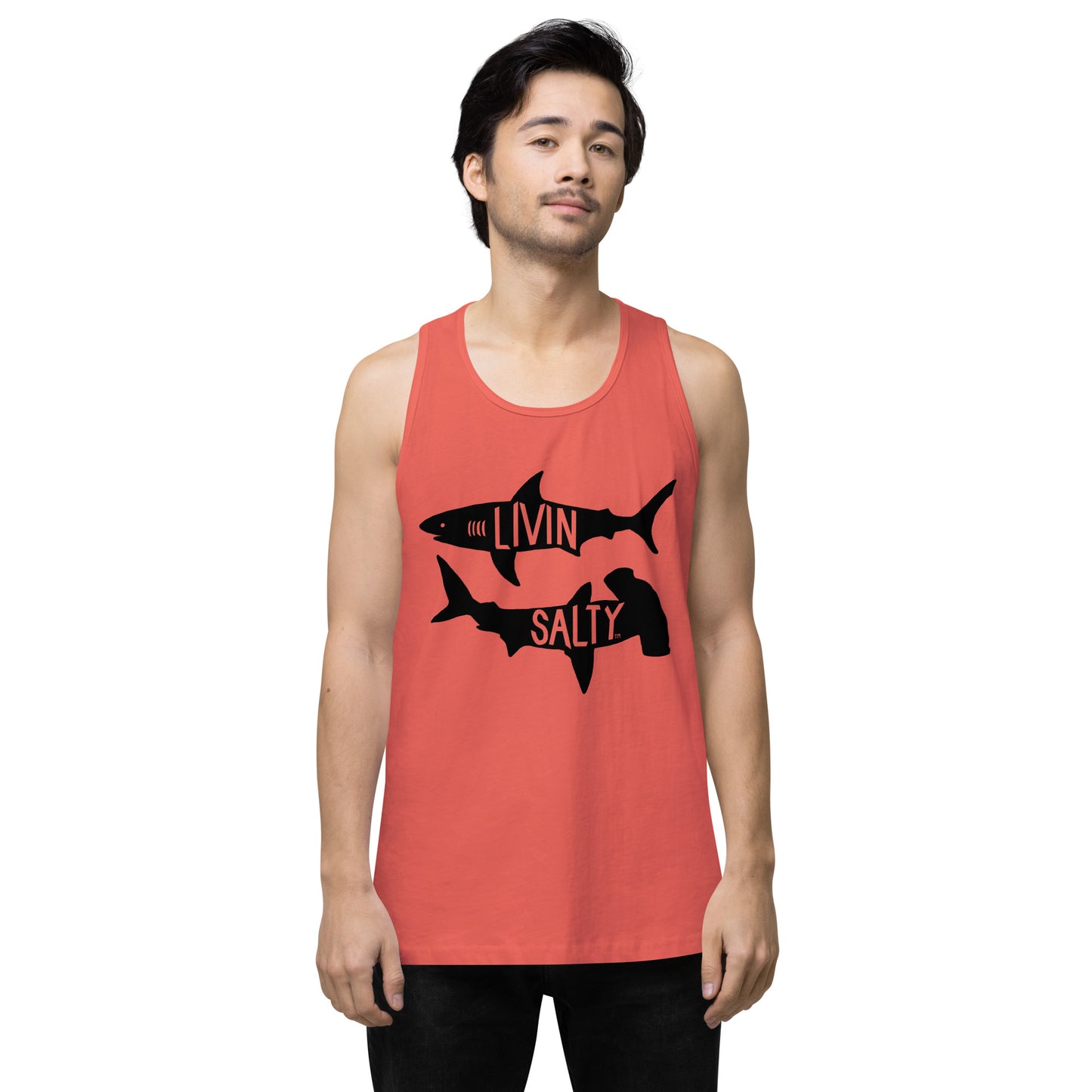 Men’s LIVIN SALTY black shark tank top