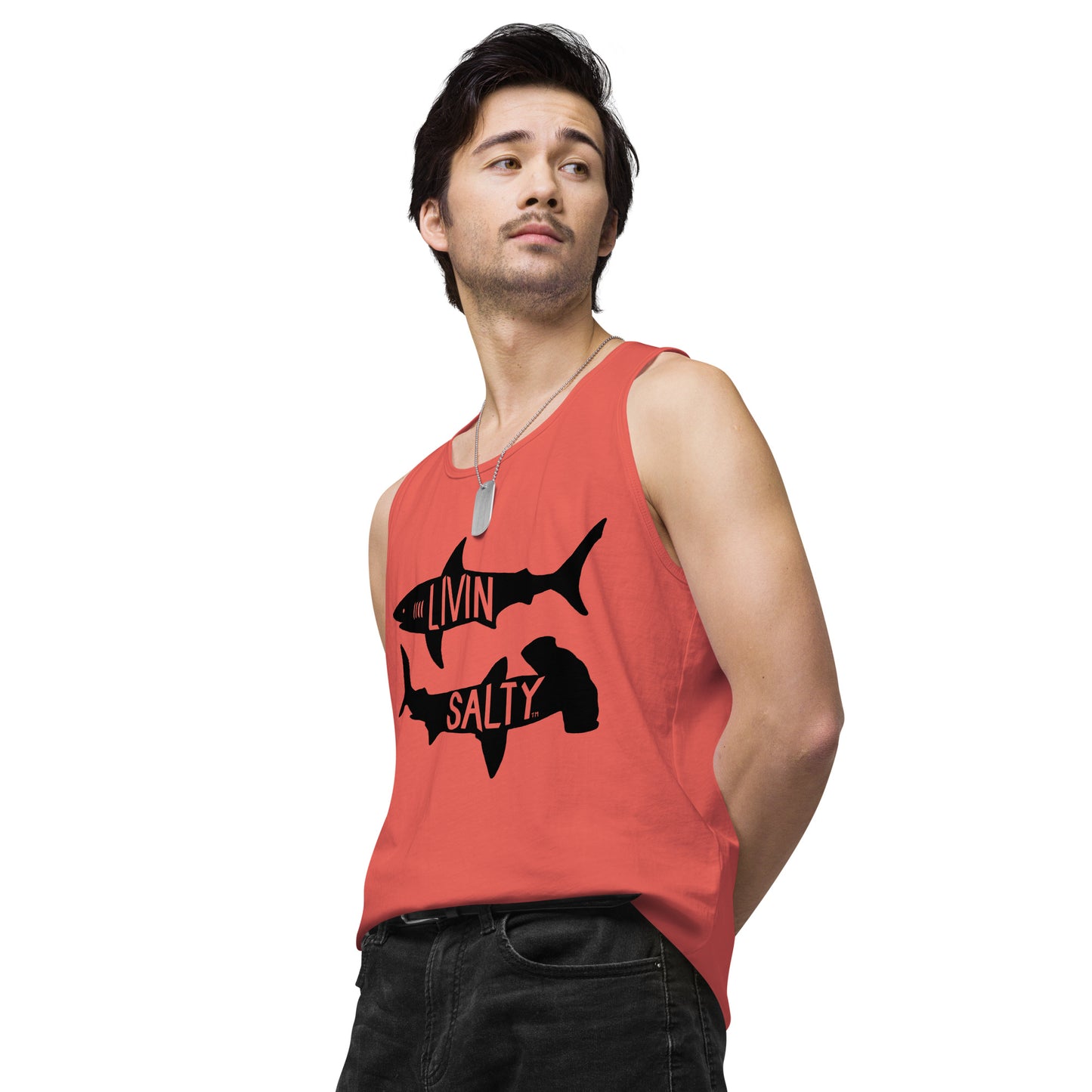 Men’s LIVIN SALTY black shark tank top