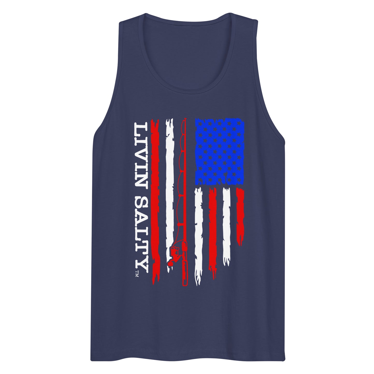 Men’s LIVIN SALTY RWB flag tank top