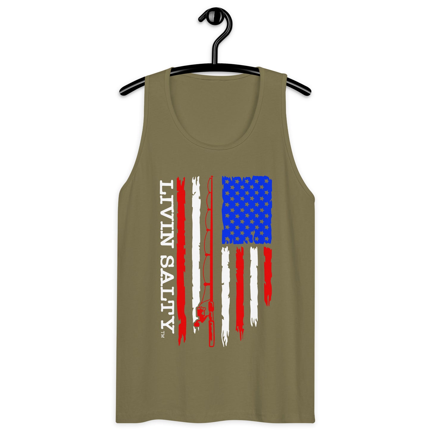 Men’s LIVIN SALTY RWB flag tank top