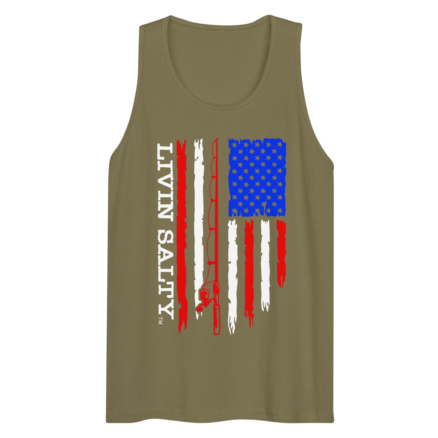 Men’s LIVIN SALTY RWB flag tank top